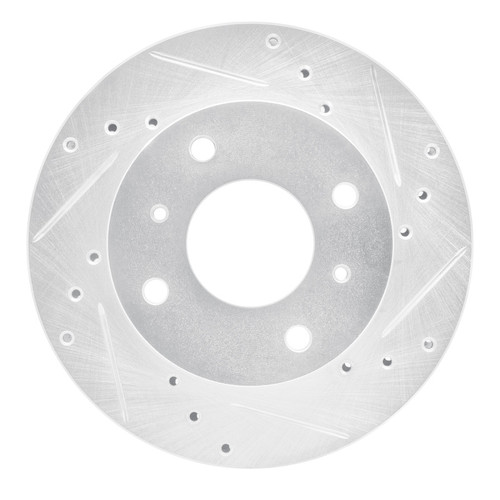 R1 85-89 Nissan STANZA Front Right Drilled & Slotted Silver Brake Rotor