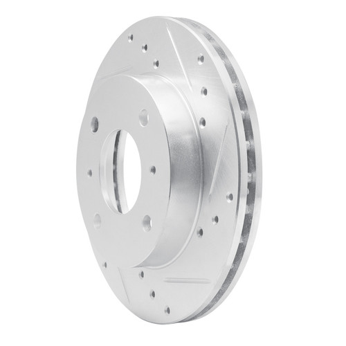 R1 85-89 Nissan STANZA Front Right Drilled & Slotted Silver Brake Rotor