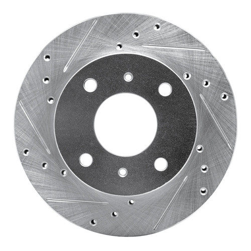 R1 85-89 Nissan STANZA Front Left Drilled & Slotted Silver Brake Rotor
