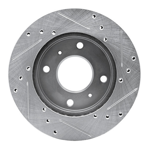 R1 85-89 Nissan STANZA Front Left Drilled & Slotted Silver Brake Rotor