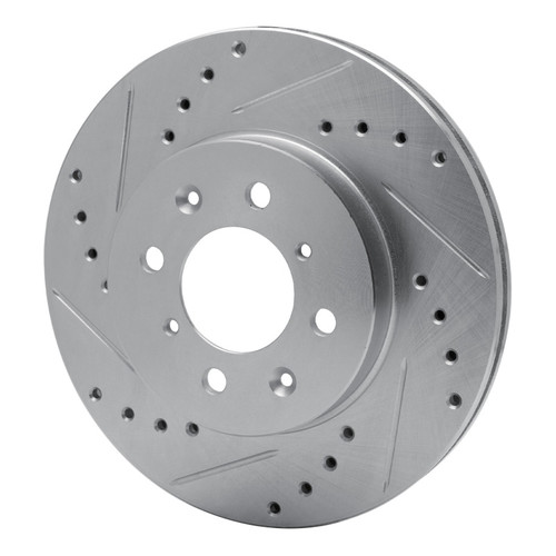R1 84-88 Nissan Maxima Front Left Drilled & Slotted Silver Brake Rotor