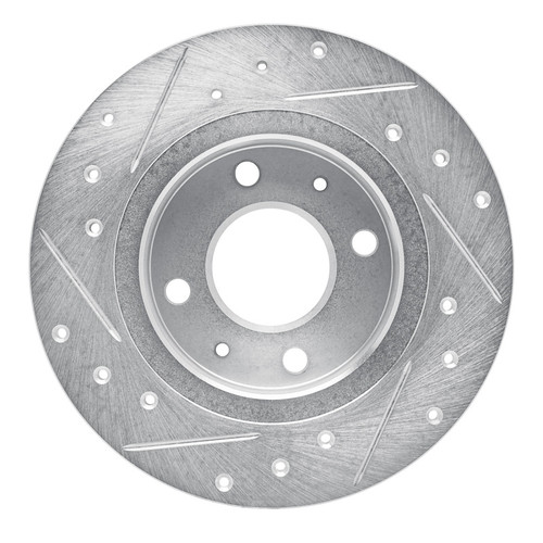 R1 86-06 Nissan TSURU (Mexico) Front Right Drilled & Slotted Silver Brake Rotor
