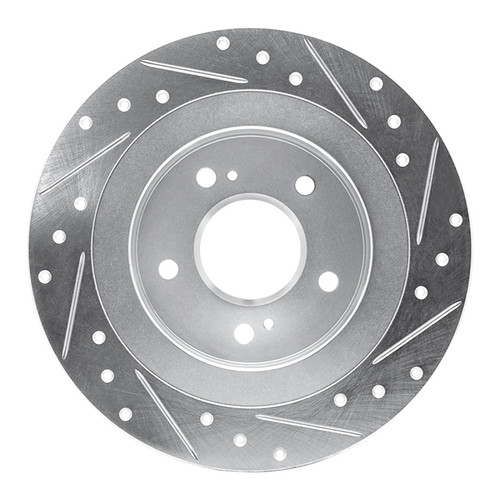 R1 84-88 Nissan 300ZX Turbo Rear Left Drilled & Slotted Silver Brake Rotor