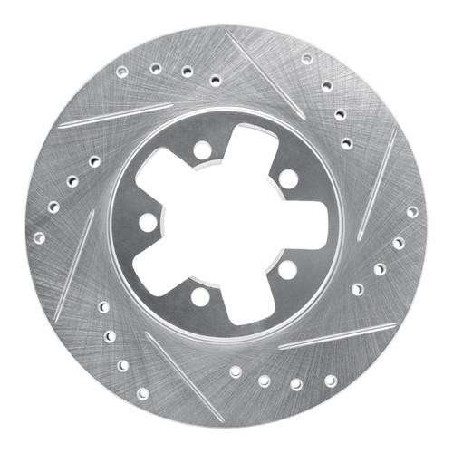 R1 84-89 Nissan 300ZX Front Right Drilled & Slotted Silver Brake Rotor