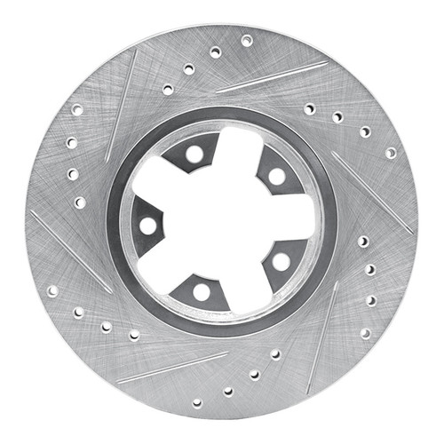 R1 84-89 Nissan 300ZX Front Right Drilled & Slotted Silver Brake Rotor