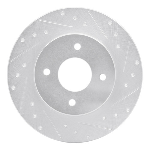 R1 84-85 Nissan 300ZX Rear Right Drilled & Slotted Silver Brake Rotor