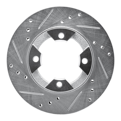 R1 82-86 Nissan STANZA Front Left Drilled & Slotted Silver Brake Rotor