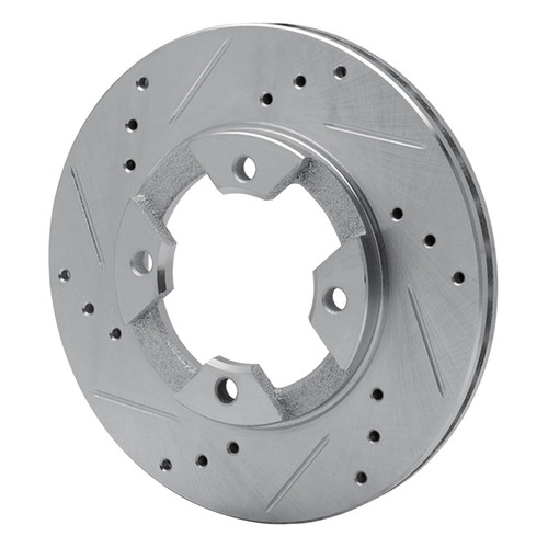 R1 82-86 Nissan STANZA Front Left Drilled & Slotted Silver Brake Rotor