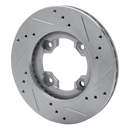 R1 82-86 Nissan STANZA Front Left Drilled & Slotted Silver Brake Rotor