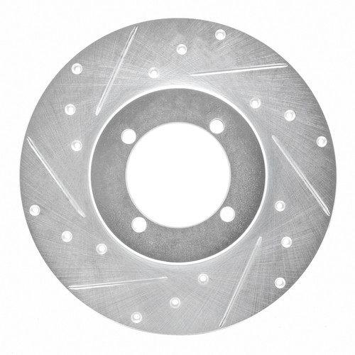 R1 70-73 Nissan 240Z Front Left Drilled & Slotted Silver Brake Rotor