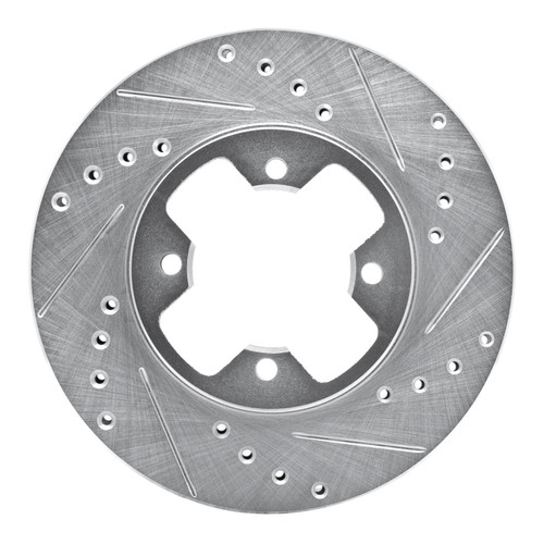 R1 79-83 Nissan 280ZX Front Right Drilled & Slotted Silver Brake Rotor