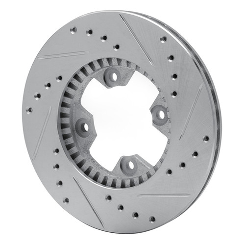 R1 79-83 Nissan 280ZX Front Left Drilled & Slotted Silver Brake Rotor