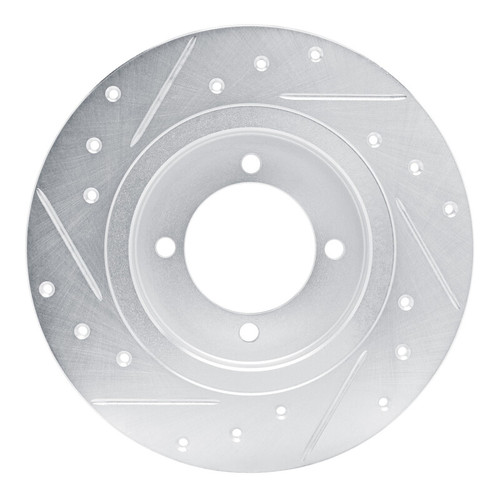 R1 75-82 Nissan 610 Front Right Drilled & Slotted Silver Brake Rotor