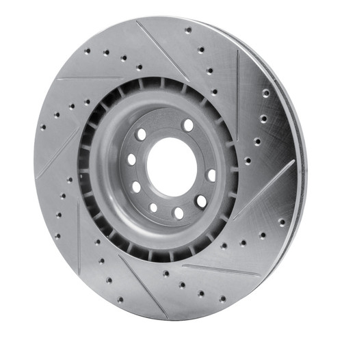 R1 08-11 Saab 9-3 Front Left Drilled & Slotted Silver Brake Rotor