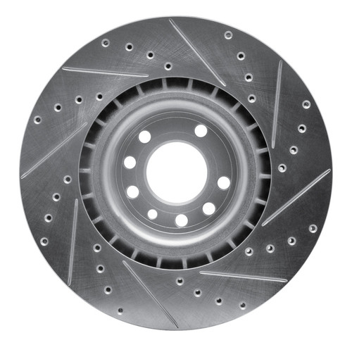 R1 08-11 Saab 9-3 Front Left Drilled & Slotted Silver Brake Rotor