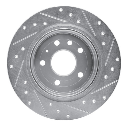 R1 99-10 Saab 9-5 Rear Left Drilled & Slotted Silver Brake Rotor