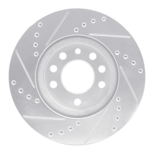 R1 94-96 Saab 900 Front Right Drilled & Slotted Silver Brake Rotor