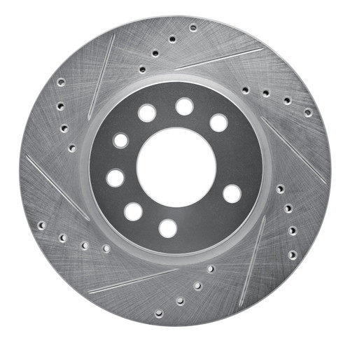R1 94-96 Saab 900 Front Left Drilled & Slotted Silver Brake Rotor
