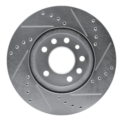 R1 94-96 Saab 900 Front Left Drilled & Slotted Silver Brake Rotor