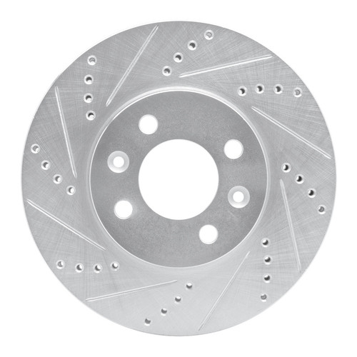 R1 88-98 Saab 9000 Front Left Drilled & Slotted Silver Brake Rotor
