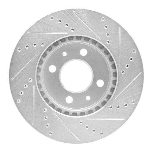 R1 88-98 Saab 9000 Front Left Drilled & Slotted Silver Brake Rotor
