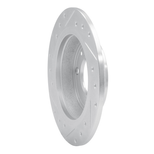 R1 86-98 Saab 9000 Rear Right Drilled & Slotted Silver Brake Rotor