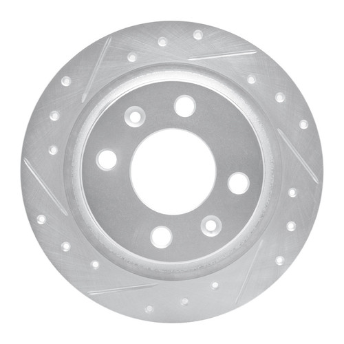 R1 86-98 Saab 9000 Rear Left Drilled & Slotted Silver Brake Rotor