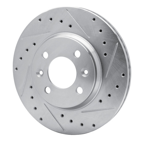 R1 87-93 Saab 900 Front Right Drilled & Slotted Silver Brake Rotor