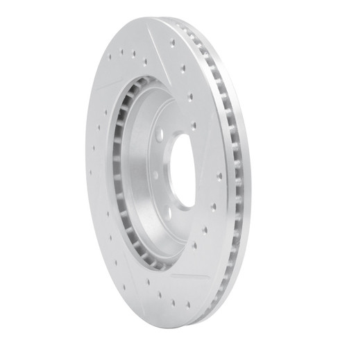 R1 87-93 Saab 900 Front Left Drilled & Slotted Silver Brake Rotor