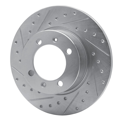 R1 81-87 Saab 900 Front Left Drilled & Slotted Silver Brake Rotor