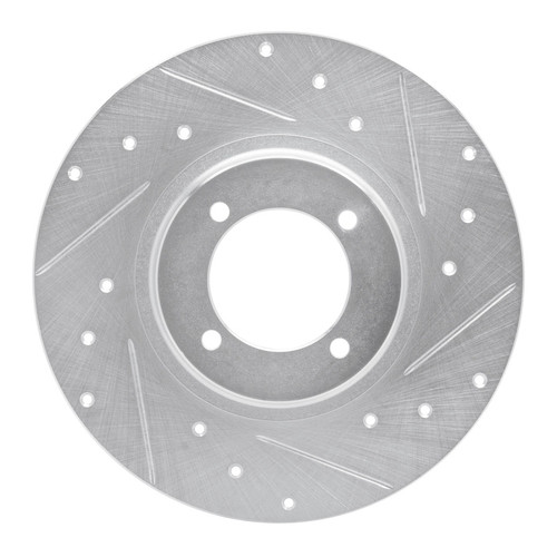 R1 62-80 MG MGB Front Right Drilled & Slotted Silver Brake Rotor
