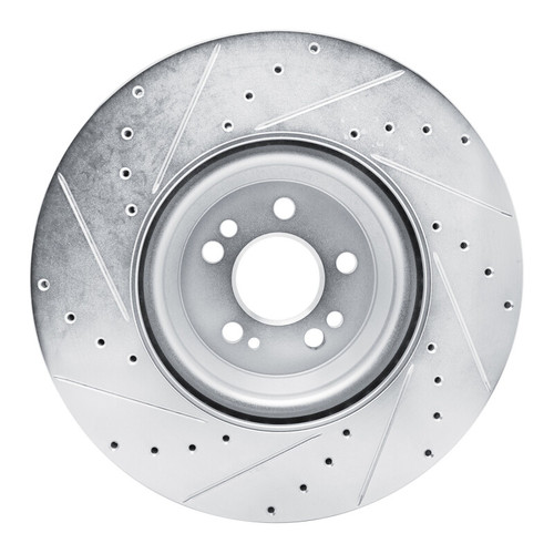 R1 20-25 Mercedes-Benz GLE350 Front Right Drilled & Slotted Silver Brake Rotor