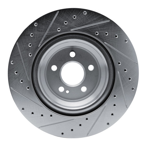 R1 20-26 Mercedes-Benz GLS450 Rear Right Drilled & Slotted Silver Brake Rotor
