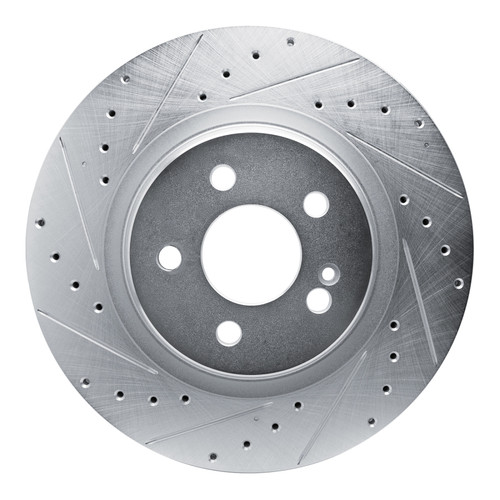 R1 20-26 Mercedes-Benz GLS450 Rear Left Drilled & Slotted Silver Brake Rotor