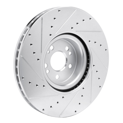 R1 20-26 Mercedes-Benz GLE450e Front Right Drilled & Slotted Silver Brake Rotor