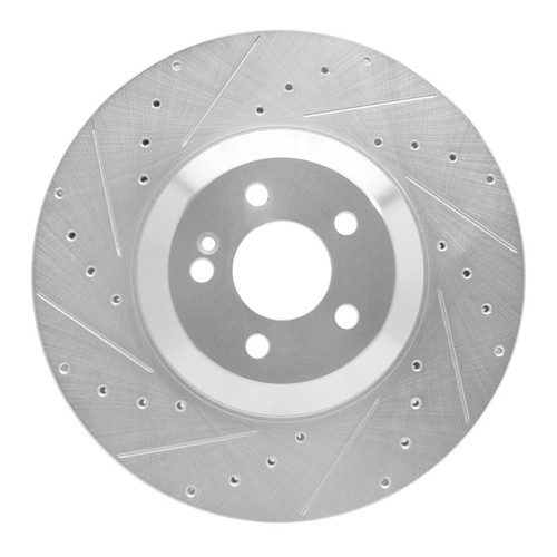 R1 17-23 Mercedes-Benz CLS450 Rear Left Drilled & Slotted Silver Brake Rotor
