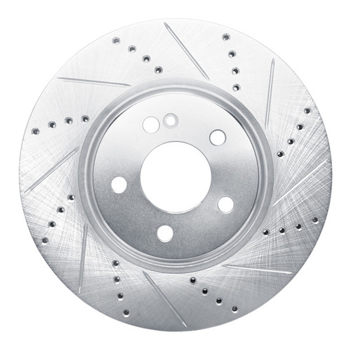 R1 16-23 Mercedes-Benz GLC43 AMG Rear Right Drilled & Slotted Silver Brake Rotor