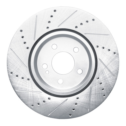 R1 16-23 Mercedes-Benz GLC43 AMG Rear Right Drilled & Slotted Silver Brake Rotor