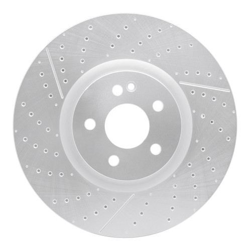 R1 14-19 Mercedes-Benz GLA45 AMG Front Drilled & Slotted Silver Brake Rotor