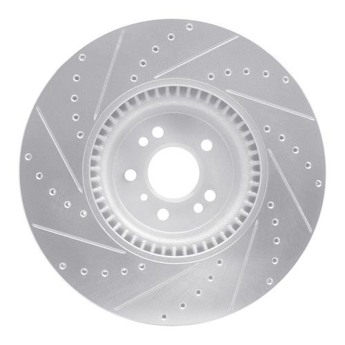 R1 07-09 Mercedes-Benz GL320 Front Right Drilled & Slotted Silver Brake Rotor