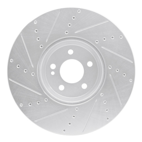 R1 15-23 Mercedes-Benz C350E Front Right Drilled & Slotted Silver Brake Rotor