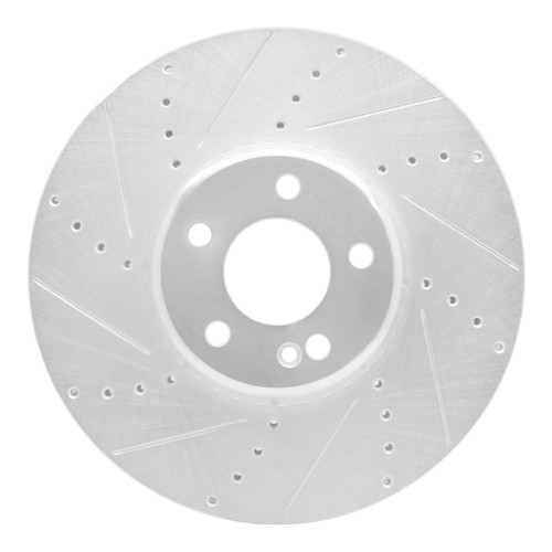 R1 15-23 Mercedes-Benz C400 Front Left Drilled & Slotted Silver Brake Rotor