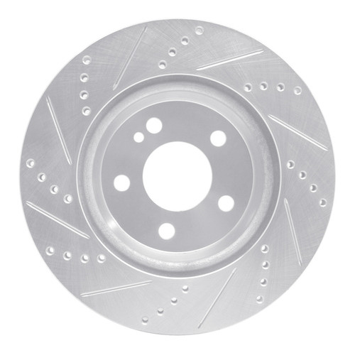 R1 15-23 Mercedes-Benz C300 Coupe & Convertible Rear Right Drilled & Slotted Silver Brake Rotor