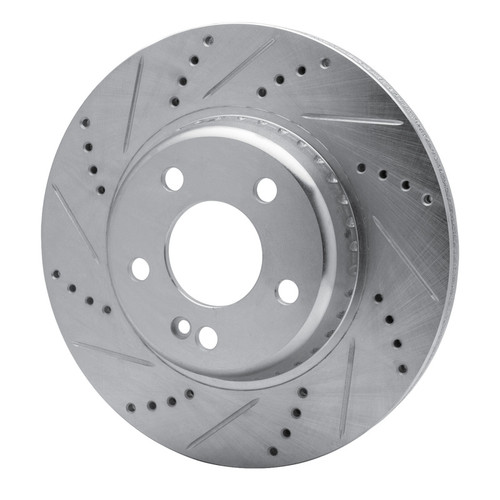 R1 15-23 Mercedes-Benz C300 Sedan Rear Left Drilled & Slotted Silver Brake Rotor