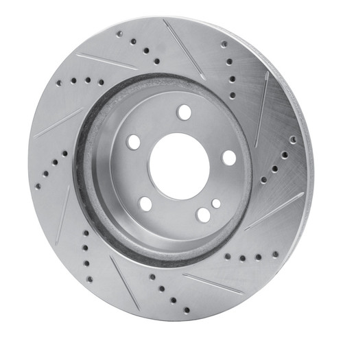 R1 15-23 Mercedes-Benz C300 Sedan Rear Left Drilled & Slotted Silver Brake Rotor