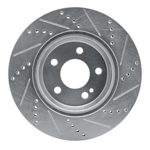 R1 15-23 Mercedes-Benz C300 Sedan Rear Left Drilled & Slotted Silver Brake Rotor