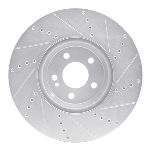 R1 15-23 Mercedes-Benz C300 Sedan Front Left Drilled & Slotted Silver Brake Rotor