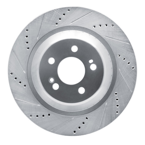 R1 14-21 Mercedes-Benz S550E Rear Left Drilled & Slotted Silver Brake Rotor