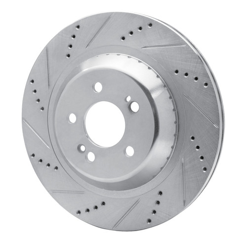 R1 14-21 Mercedes-Benz S550E Rear Left Drilled & Slotted Silver Brake Rotor