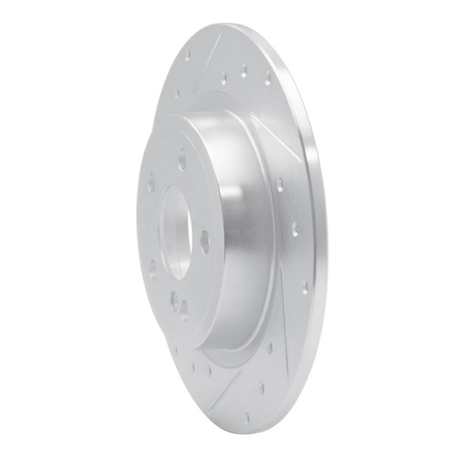 R1 14-20 Infiniti QX30 Rear Left Drilled & Slotted Silver Brake Rotor